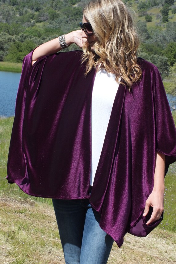 purple velvet cardigan