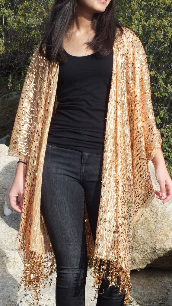 sheer sequin cardigan