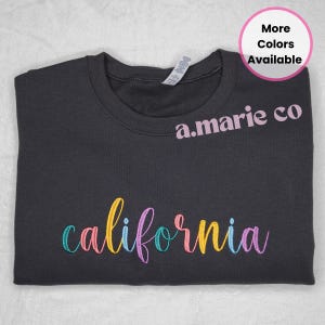50 States Sweatshirt Colorful Script Fleece Crewneck