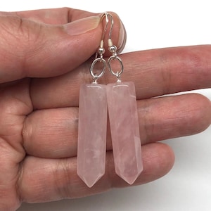Rose Quartz Earrings, Love Earrings, Love Stone Earrings, Love Jewellery, Crystal Earrings, Rose Quartz Crystal 925 Sterling Silver Earrings