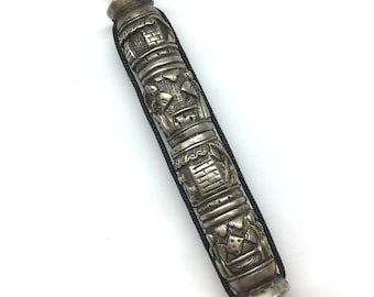 Antique Chinese Silver Needle Case Necklace, Antique Chinese Silver Needle Holder Necklace, Qing Dynasty, Over Hundred Years Old Needle Case