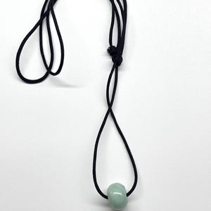 Jade Necklace, Carved Jade Bead Necklace, Green Jade Necklace, Minimalist Necklace, Natural Colour Jade Bead Adjustable Black Cord Necklace image 9