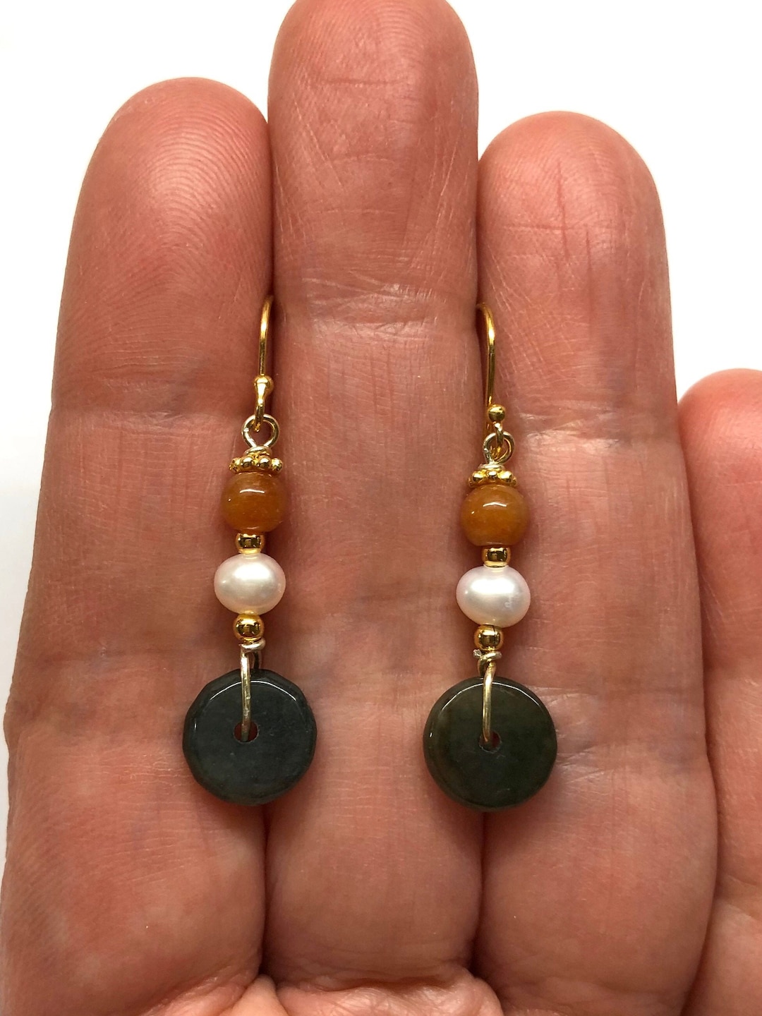 Grosses boucles d’oreilles ovales en jade “EI1222.B”