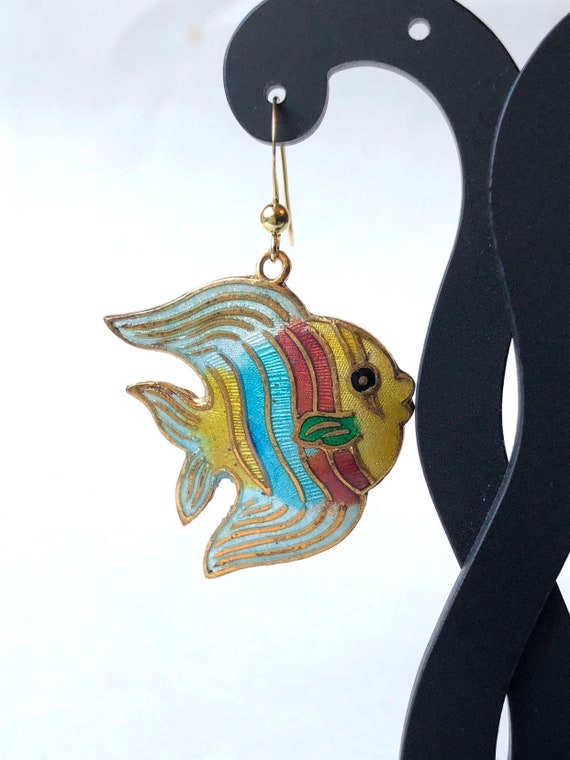 Vintage Fish Earrings, Angelfish Earrings, Chines… - image 10