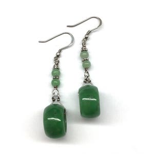 Jade Earrings, Carved Jade Earrings, Chinese Earrings, Jade Ring Earrings, Jade Jewellery, Green Jade Ring 925 Sterling Silver Earrings image 1