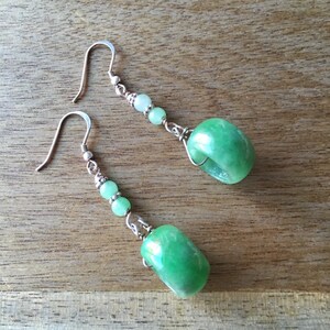 Jade Earrings, Carved Jade Earrings, Chinese Earrings, Jade Ring Earrings, Jade Jewellery, Green Jade Ring 925 Sterling Silver Earrings image 3