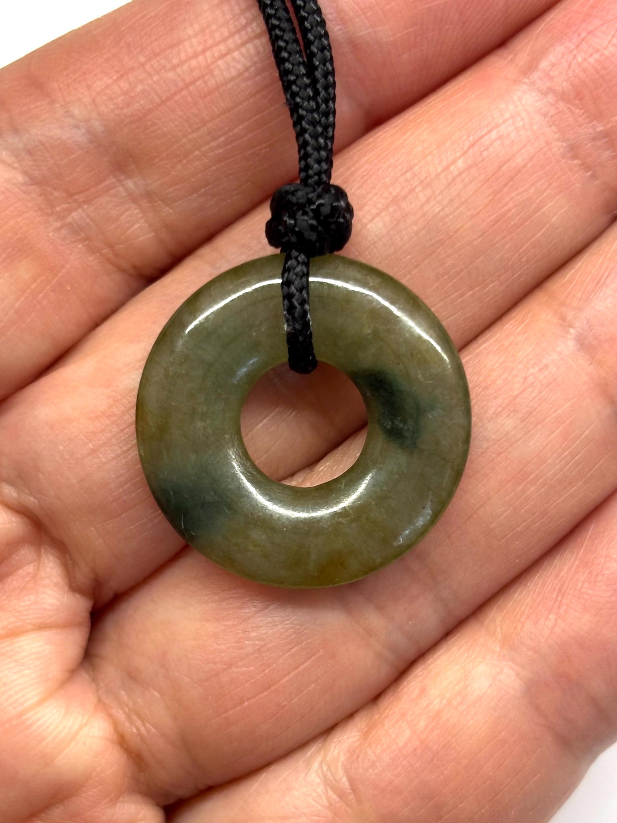 Antique Jade Pendant, Antique Carved Green Jade Disc Chinese