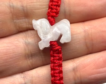Jade Bracelet, Carved Jade Dog Bracelet, Lucky Chinese Bracelet, Good Luck Chinese Zodiac Carved Jade Dog Adjustable Red Cord Bracelet