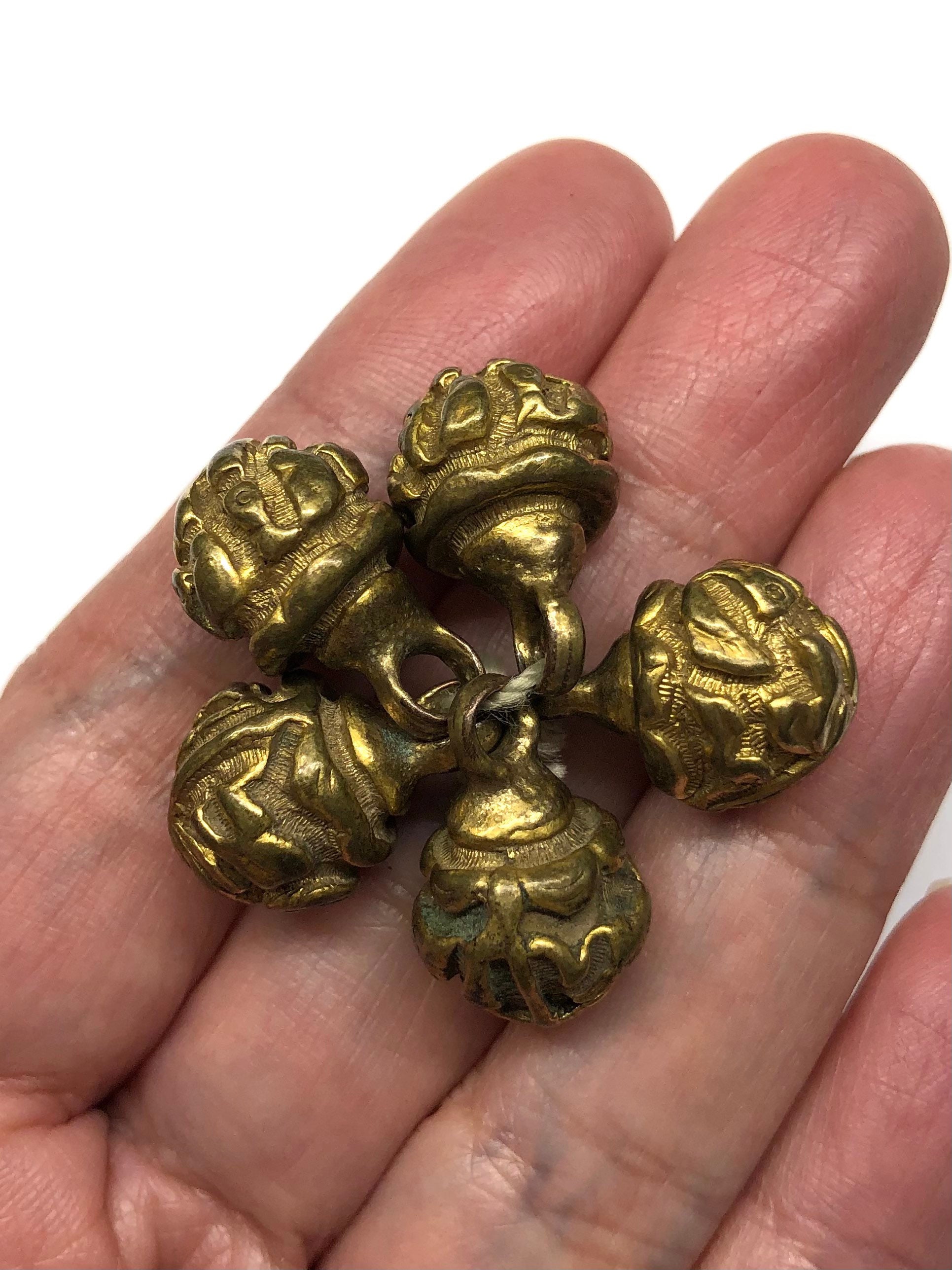 Antique Chinese Buttons, Antique Chinese Gilt Brass Buttons