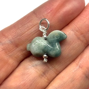 Carved Jade Snake Charm, Chinese Zodiac Jade Snake Pendant, Chinese Pendant, Good Luck Jade Snake 925 Sterling Silver Pendant, Jade Charm