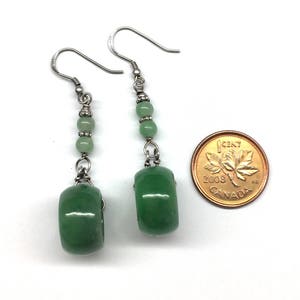 Jade Earrings, Carved Jade Earrings, Chinese Earrings, Jade Ring Earrings, Jade Jewellery, Green Jade Ring 925 Sterling Silver Earrings image 2