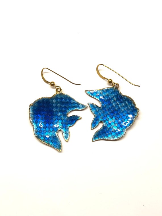 Vintage Fish Earrings, Angelfish Earrings, Chines… - image 5