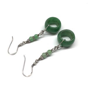 Jade Earrings, Carved Jade Earrings, Chinese Earrings, Jade Ring Earrings, Jade Jewellery, Green Jade Ring 925 Sterling Silver Earrings image 9