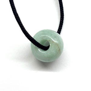 Jade Necklace, Carved Jade Bead Necklace, Green Jade Necklace, Minimalist Necklace, Natural Colour Jade Bead Adjustable Black Cord Necklace image 5