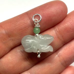 Jade Rat Pendant, Carved Jade Mouse Charm, Lucky Jade Charm, Good Luck 3D Jade Rat, Carved Chinese Zodiac Jade Mouse Sterling Silver Pendant