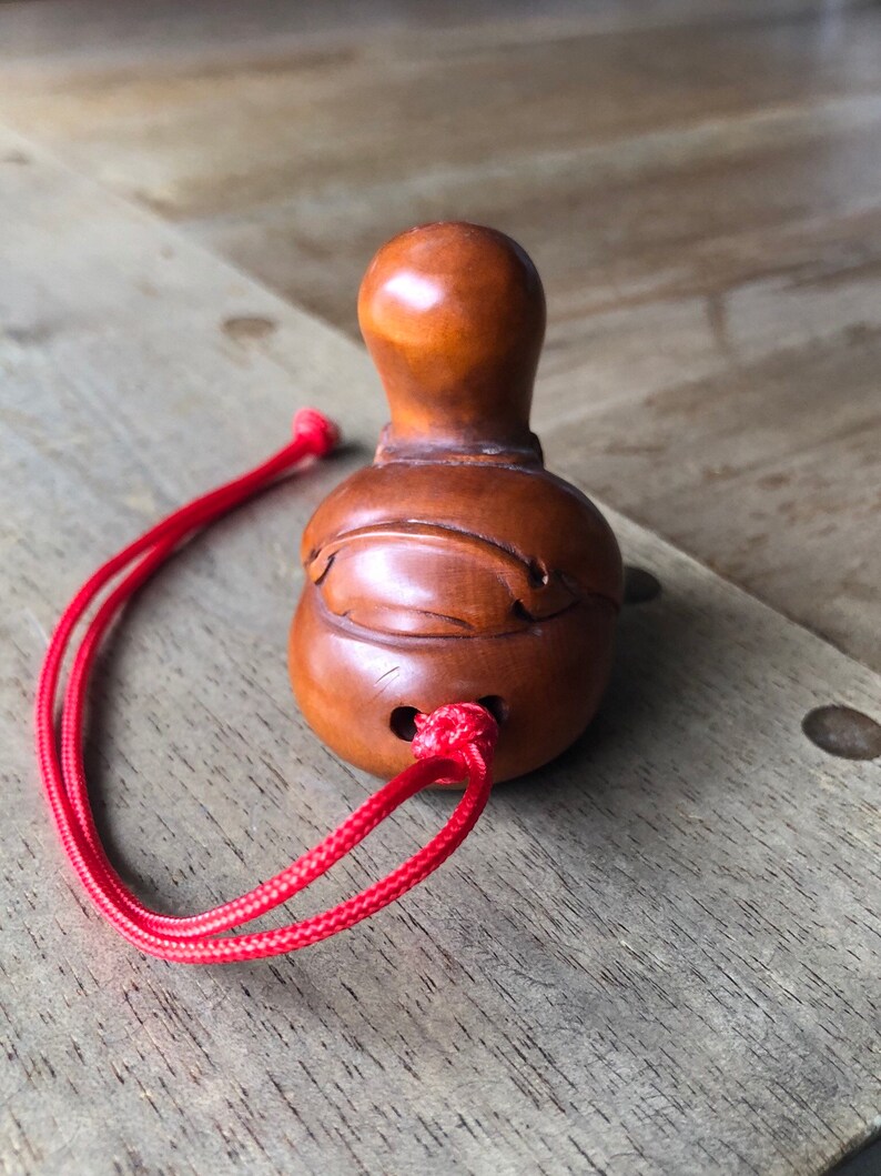 God of Longevity Carved Boxwood Netsuke with Red Cord Chinese Boxwood Figurine Netsuke Wood Sculpture Netsuke Chinese Woodcarving \u58fd\u661f\u516c
