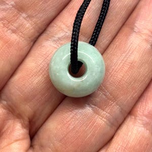 Jade Necklace, Carved Jade Bead Necklace, Green Jade Necklace, Minimalist Necklace, Natural Colour Jade Bead Adjustable Black Cord Necklace image 3