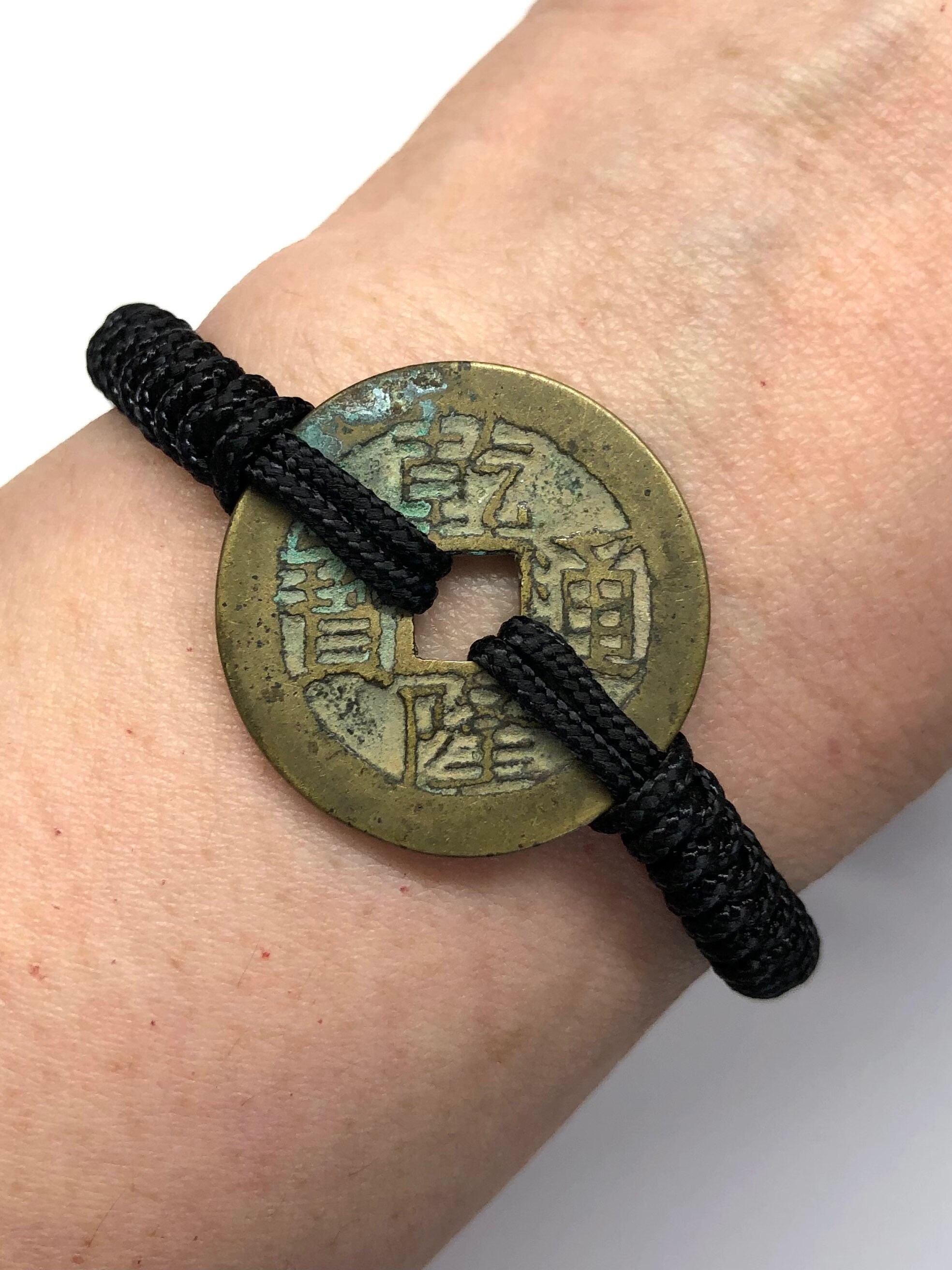 中国、年代物、貴重❗紫銅製、龍ブレスレット❗ Antique Good Luck Chinese Old Coin Bracelet, Authentic Qing