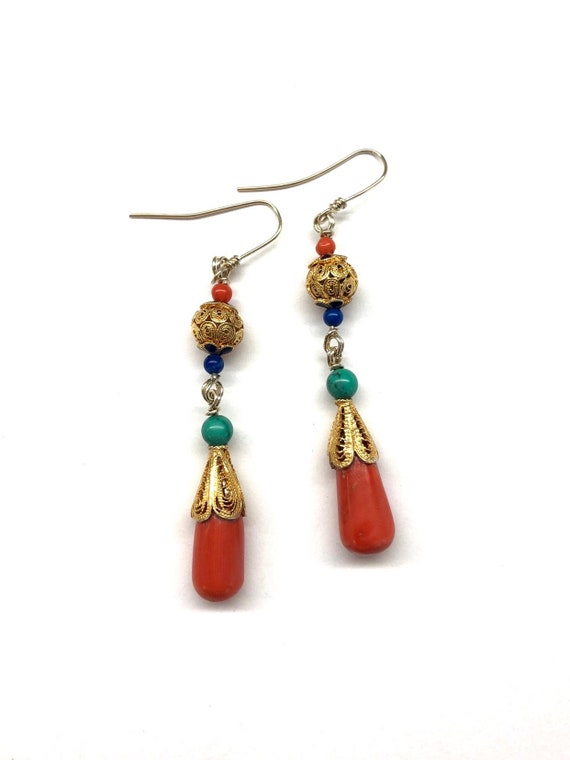 Turquoise coral earrings deals