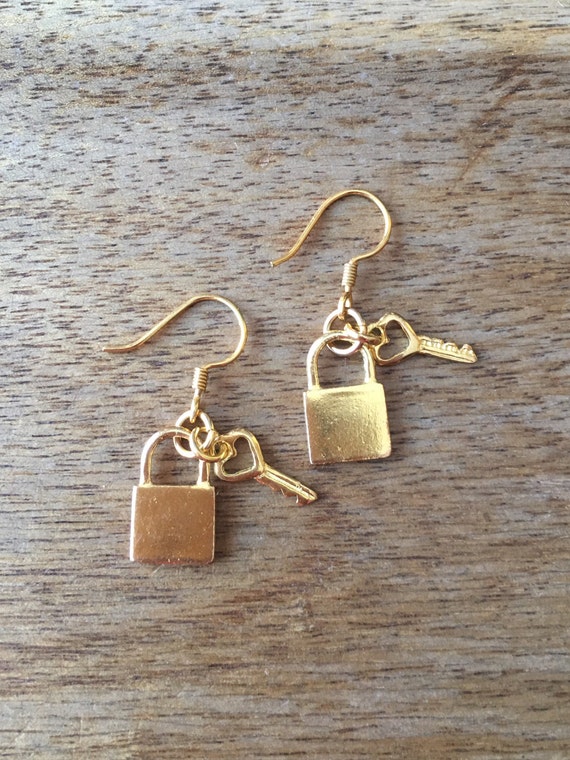 18ct Gold Plated Or Silver Lock And Key Hoop Earrings | Hurleyburley