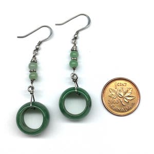 Jade Earrings, Carved Jade Earrings, Chinese Earrings, Jade Ring Earrings, Jade Jewellery, Green Jade Ring 925 Sterling Silver Earrings image 7