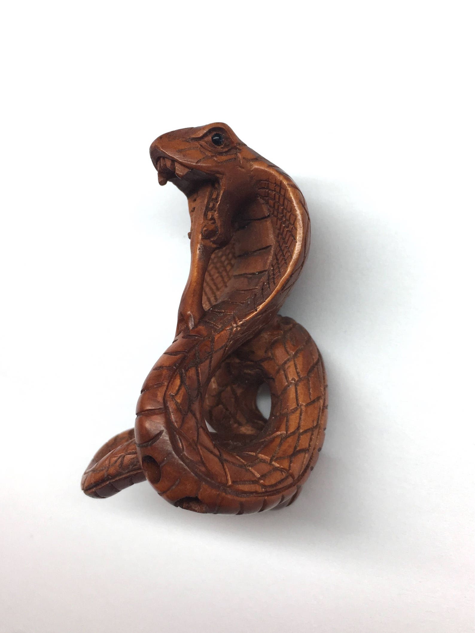 Netsuke Chinese Zodiac Snake Netsuke Carved Boxwood Cobra Etsy
