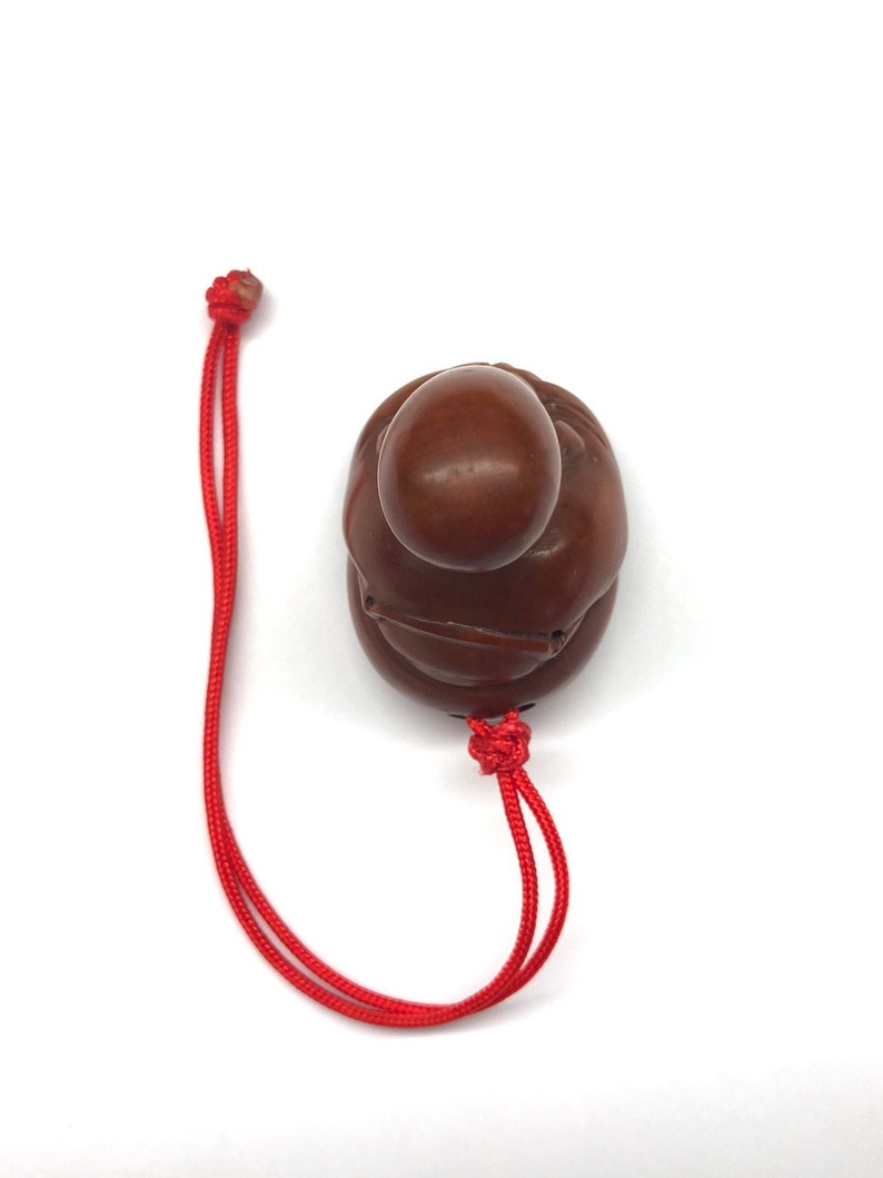 God of Longevity Carved Boxwood Netsuke with Red Cord Chinese Boxwood Figurine Netsuke Wood Sculpture Netsuke Chinese Woodcarving \u58fd\u661f\u516c