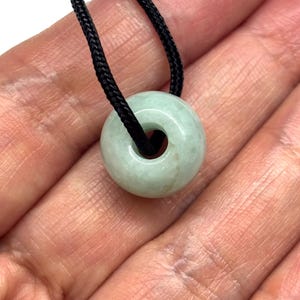 Jade Necklace, Carved Jade Bead Necklace, Green Jade Necklace, Minimalist Necklace, Natural Colour Jade Bead Adjustable Black Cord Necklace image 4