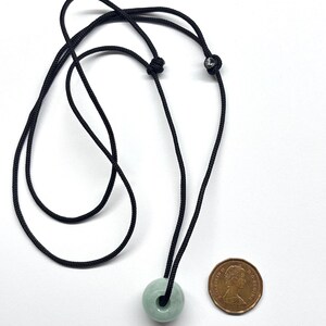 Jade Necklace, Carved Jade Bead Necklace, Green Jade Necklace, Minimalist Necklace, Natural Colour Jade Bead Adjustable Black Cord Necklace image 8