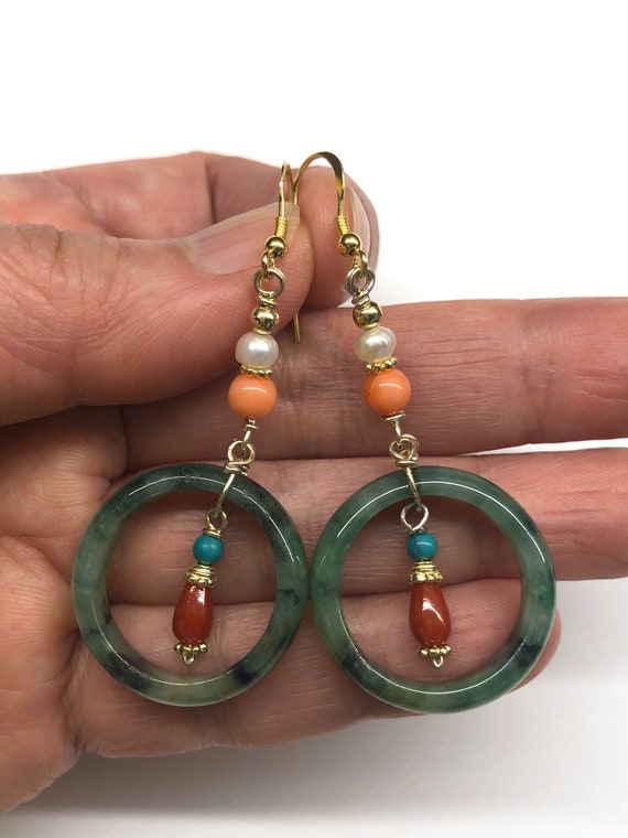 Genuine jade hoop earrings sale