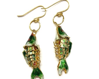 Good Luck Gold Fish Earrings Movable Fish Earrings Chinese