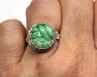 Antique Jade Ring, Jade Poison Ring, Chinese Ring, Antique Carved Jade, Over 100 Years Old, Qing Dynasty, 925 Sterling Silver Locket Ring