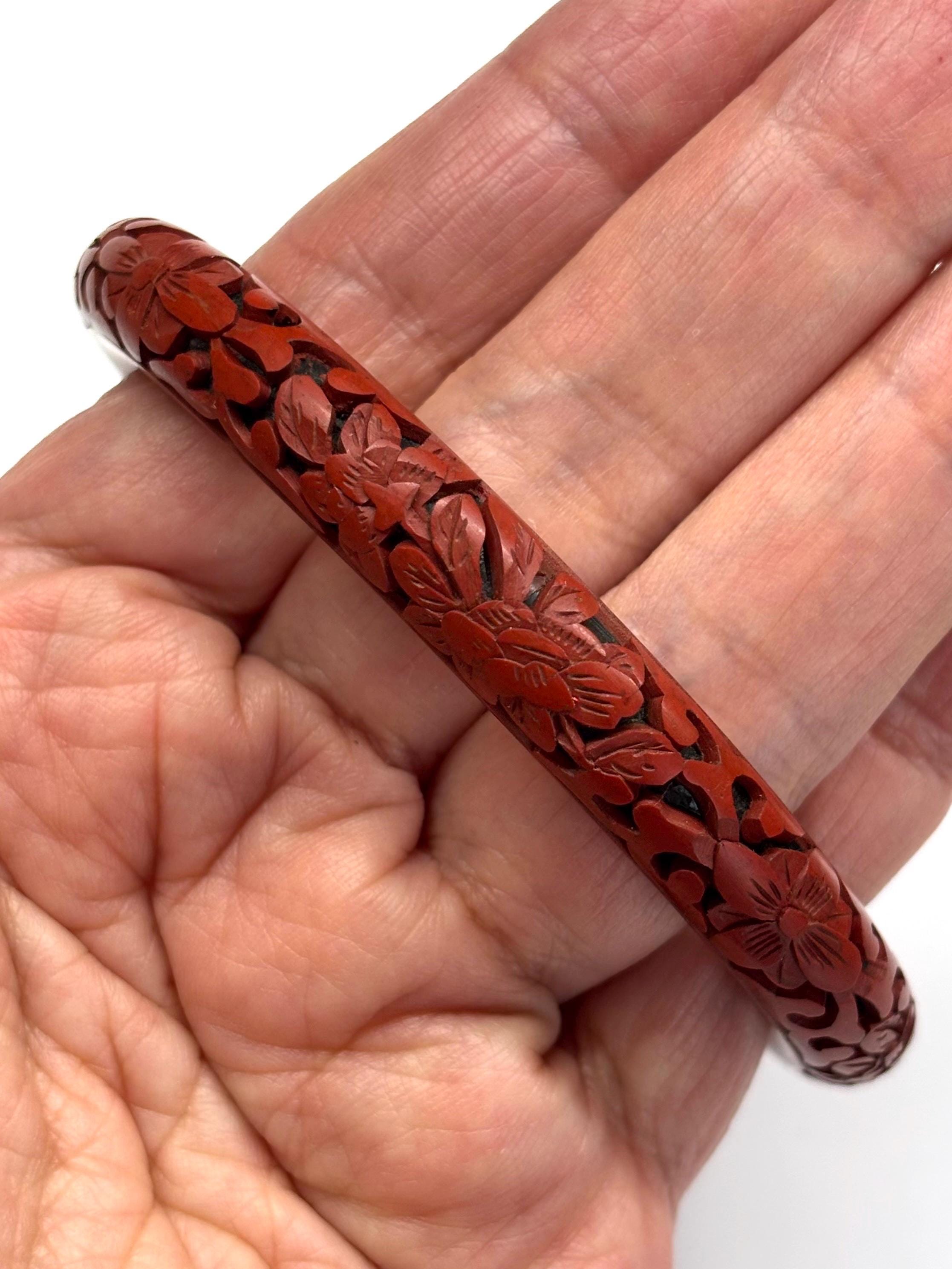 Cinnabar 若木 30cm Buy Cinnabar Bangle, Vintage Hand Carved Cinnabar Lacquer Bangle