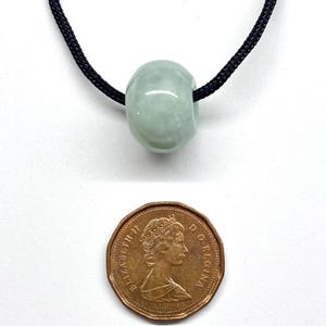 Jade Necklace, Carved Jade Bead Necklace, Green Jade Necklace, Minimalist Necklace, Natural Colour Jade Bead Adjustable Black Cord Necklace image 7