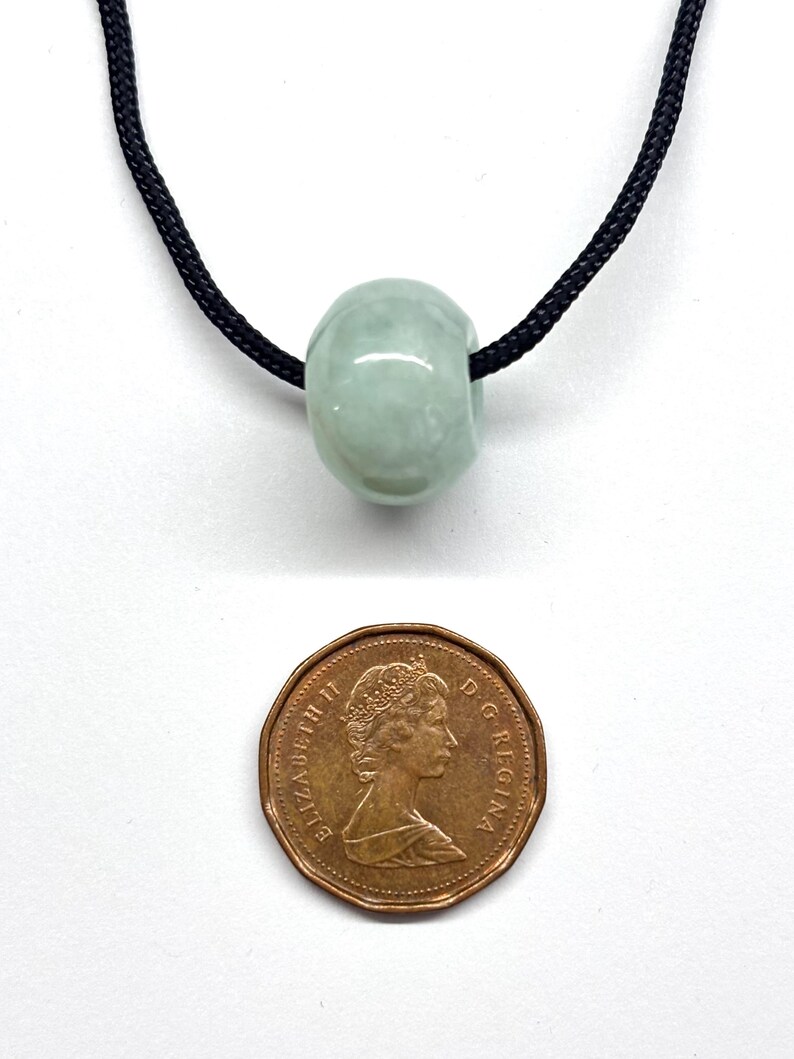 Jade Necklace, Carved Jade Bead Necklace, Green Jade Necklace, Minimalist Necklace, Natural Colour Jade Bead Adjustable Black Cord Necklace image 7