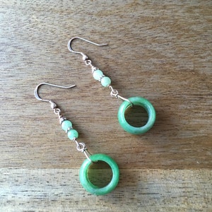 Jade Earrings, Carved Jade Earrings, Chinese Earrings, Jade Ring Earrings, Jade Jewellery, Green Jade Ring 925 Sterling Silver Earrings image 4