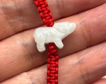 Jade Bracelet, Jade Ox Bracelet, Chinese Lucky Bracelet, Good Luck Bracelet, Chinese Zodiac Ox Carved Jade Adjustable Red Cord Bracelet
