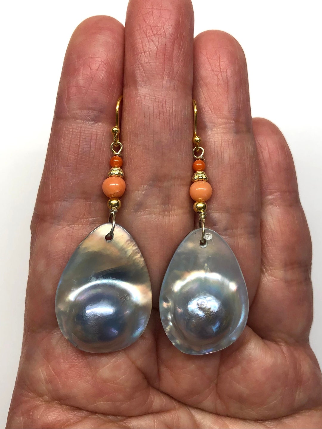 Boucles D'oreilles Pendantes Silverly – Argent 925, Nacre Paua En Forme De Larme, Fermoir Crochet