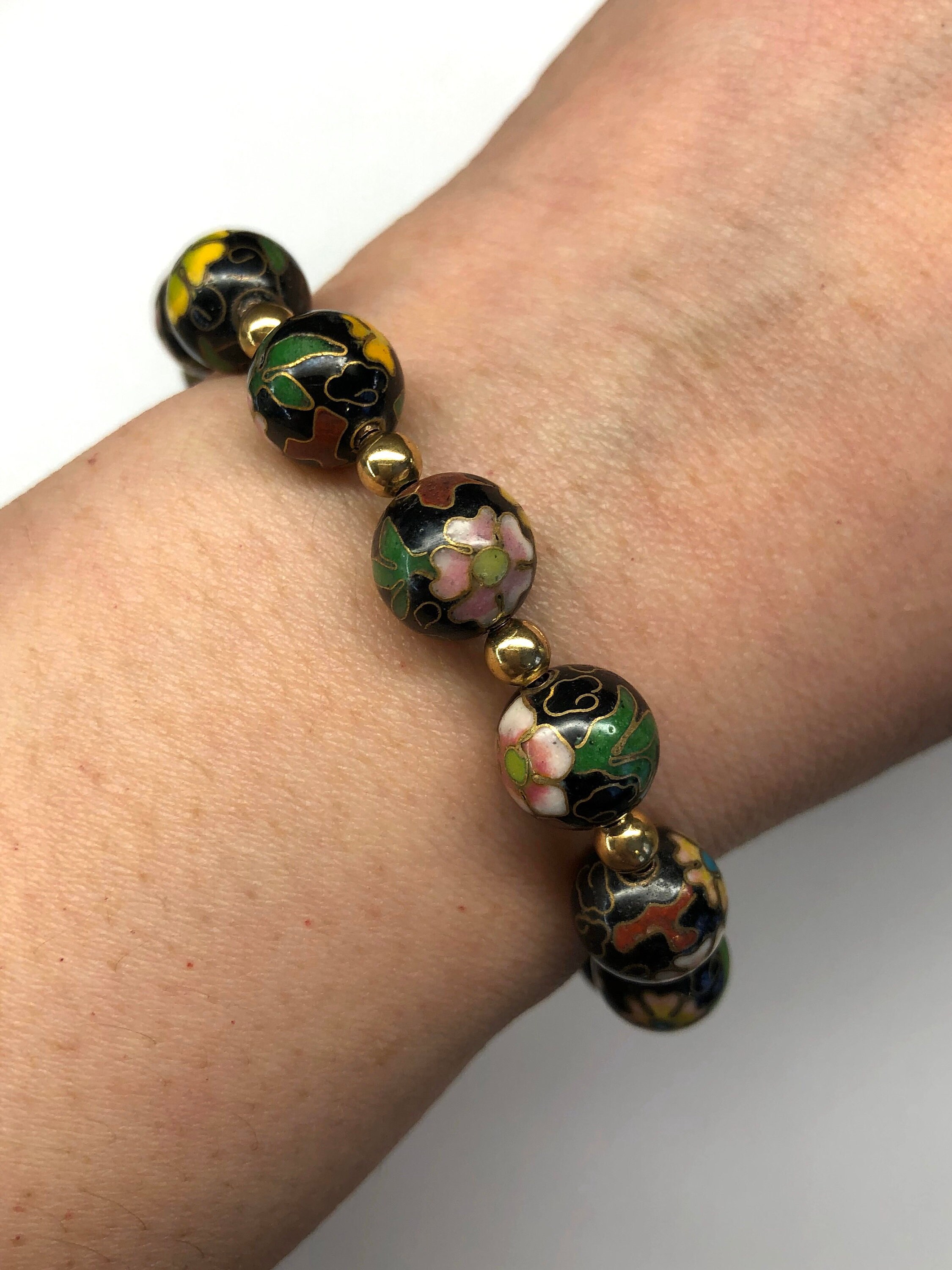 Cloisonne bead bracelet deals