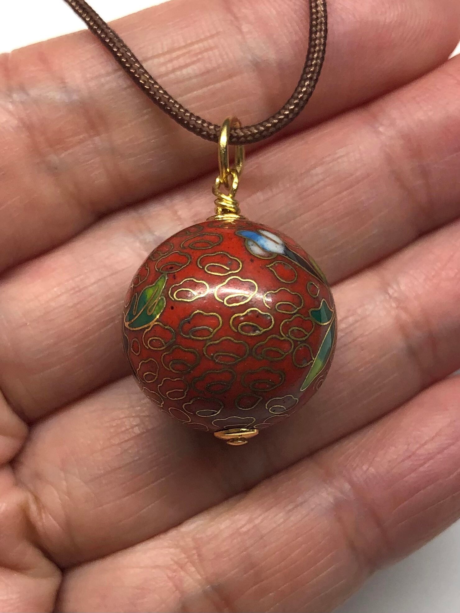 Chinese Cloisonne Pendant, Chinese Enamel Pendant, Vintage