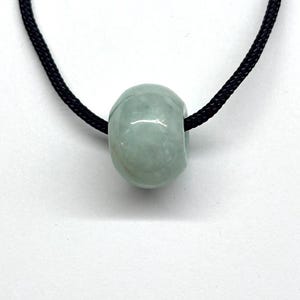 Jade Necklace, Carved Jade Bead Necklace, Green Jade Necklace, Minimalist Necklace, Natural Colour Jade Bead Adjustable Black Cord Necklace image 6