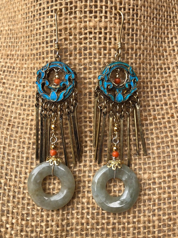 Vintage Jade Earrings Gold Plated | Vintage jade earrings, Jade earrings,  Gold earrings