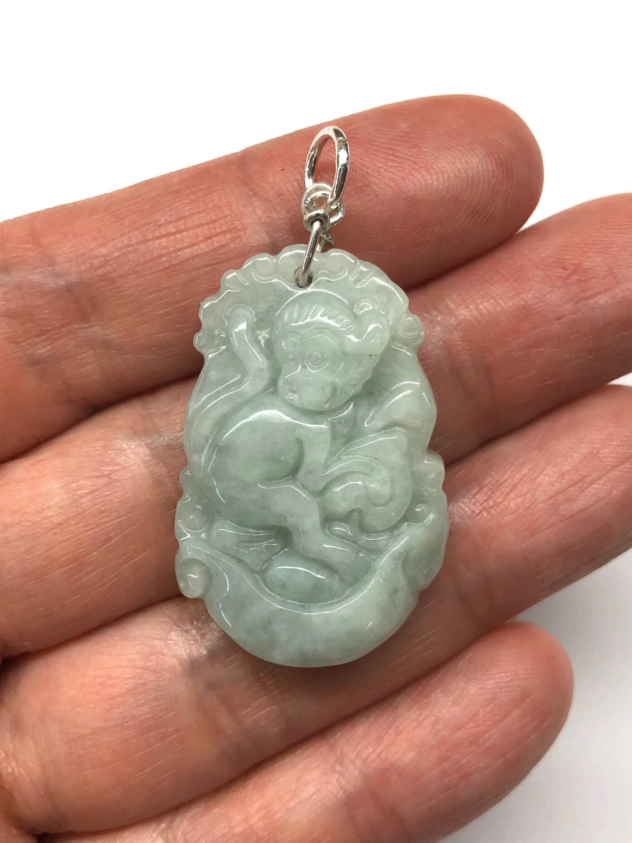 Jade Pendant Jade Monkey Pendant Carved Jade Monkey Pendant Etsy