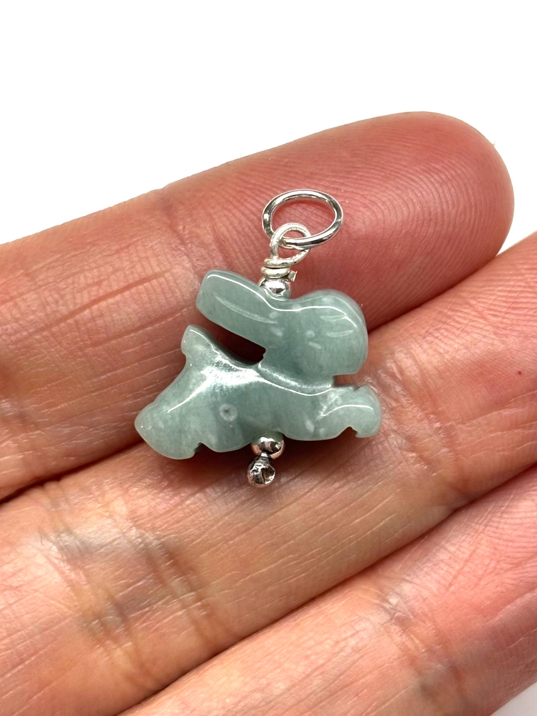Jade Rabbit Charm Carved Jade Rabbit Charm, Chinese Zodiac Jade Rabbit Pendant, Jade ...
