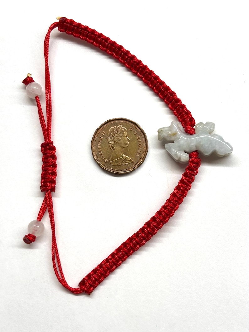 Pulsera de caballo de jade, pulsera china de la suerte, pulsera de caballo de jade de la buena suerte, pulsera de caballo de jade tallado del zodíaco chino con cordón rojo ajustable. imagen 10