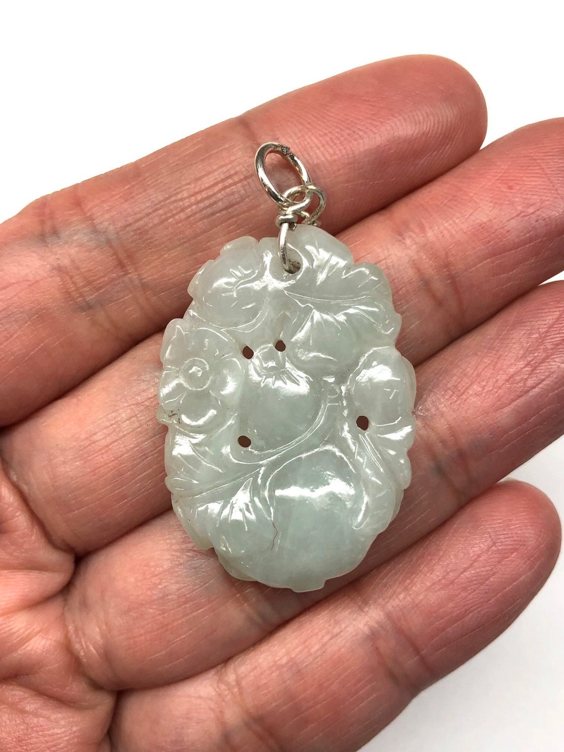 KETLIXS Collana Di Giada Bianca Kwan Yin Guan Yin, Amuleto Della