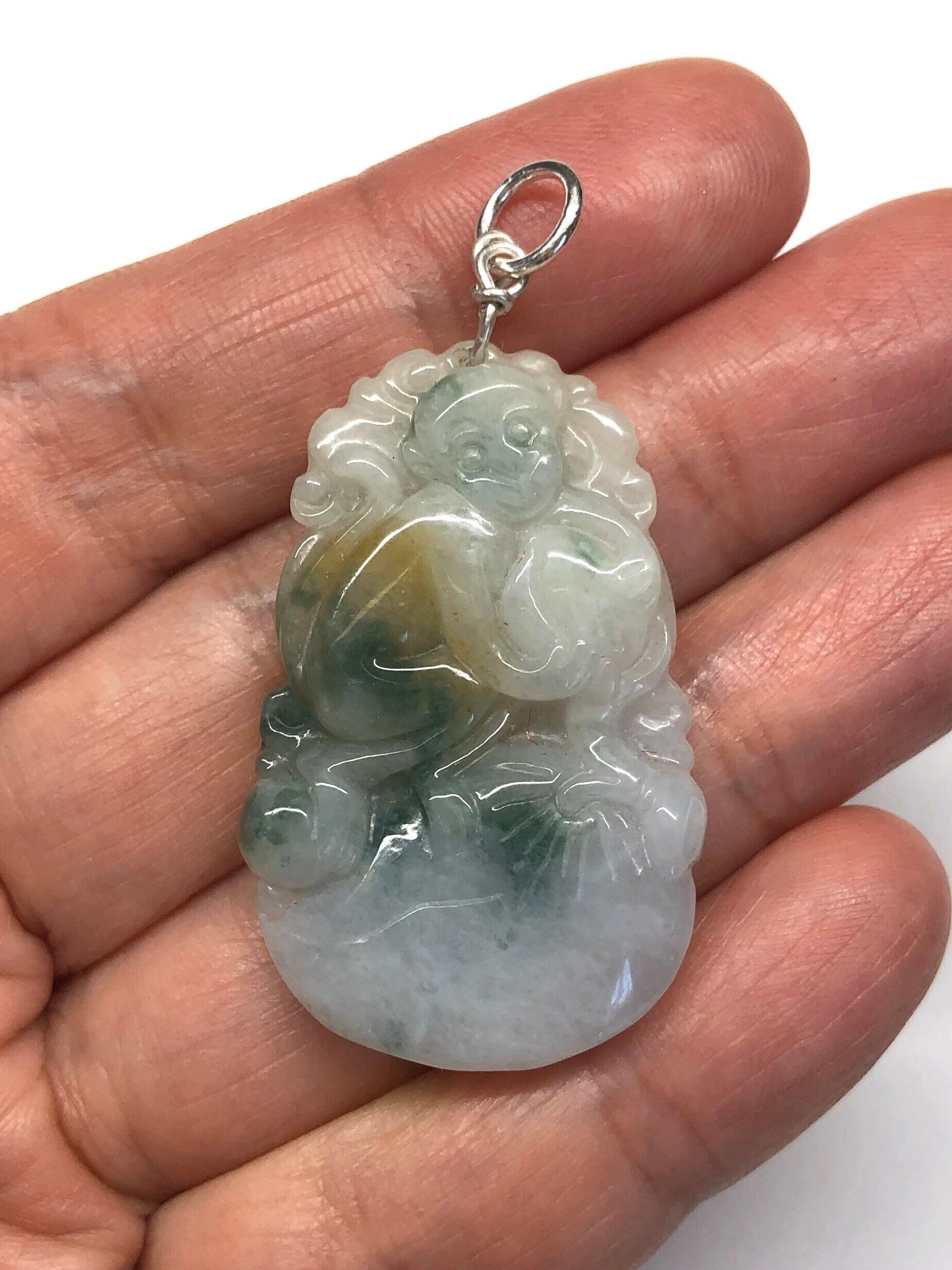 Jade Pendant Jade Monkey Pendant Carved Jade Monkey Pendant Etsy