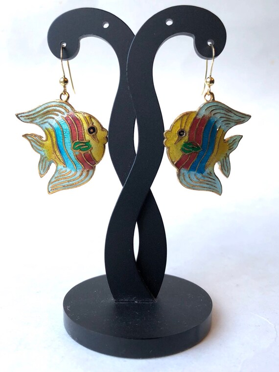 Vintage Fish Earrings, Angelfish Earrings, Chines… - image 9