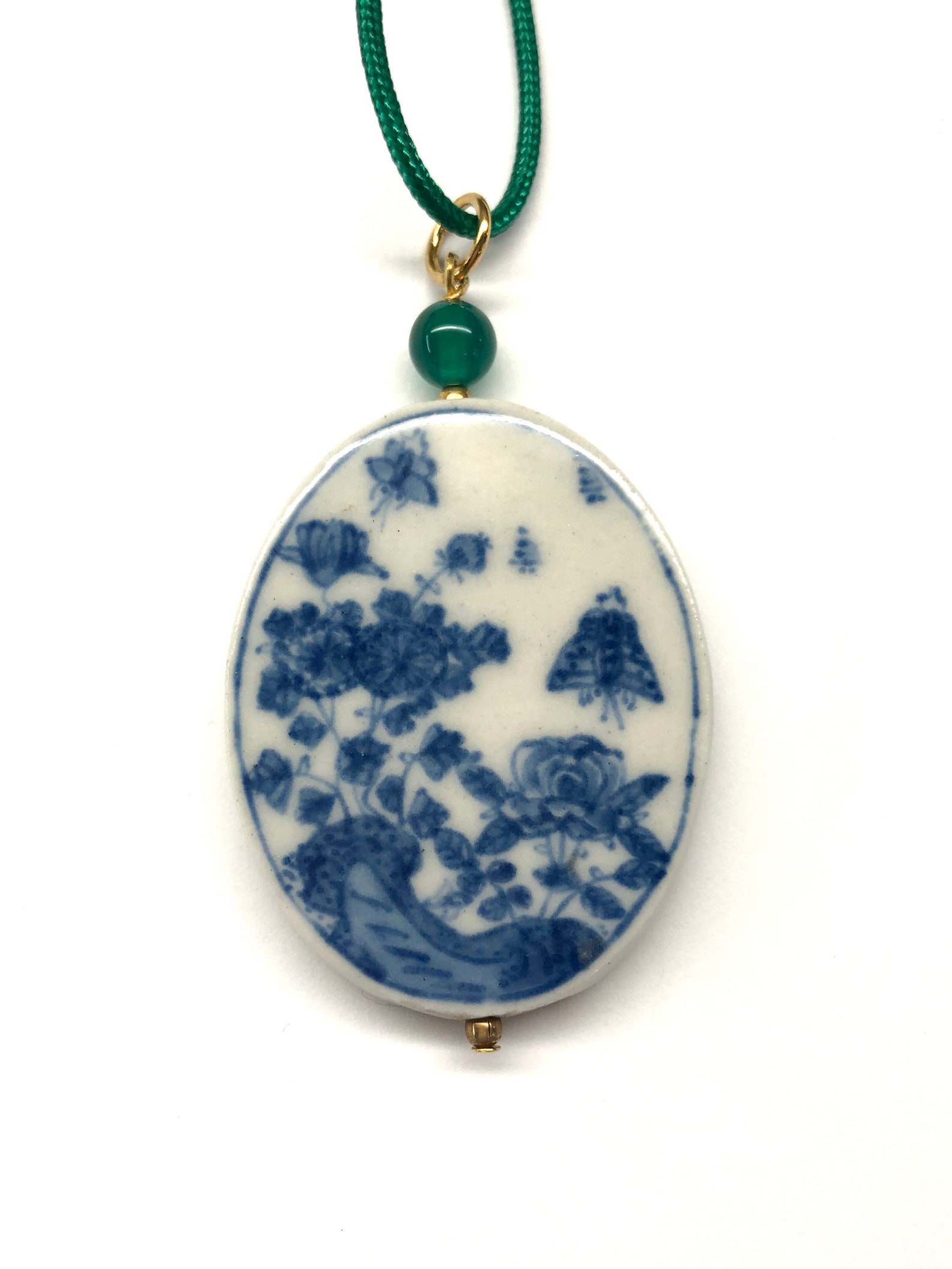 Chinese Porcelain Necklace Hand Painted Double Sided Ceramic Etsy
