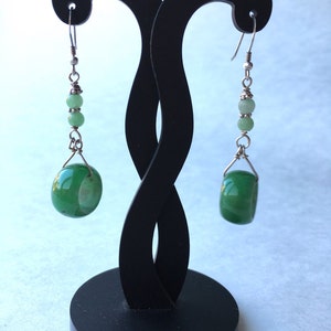 Jade Earrings, Carved Jade Earrings, Chinese Earrings, Jade Ring Earrings, Jade Jewellery, Green Jade Ring 925 Sterling Silver Earrings image 5